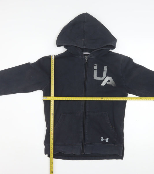 Under Armour Boys Black Full Zip Hoodie YLG 13-14 Years ColdGear Fleece