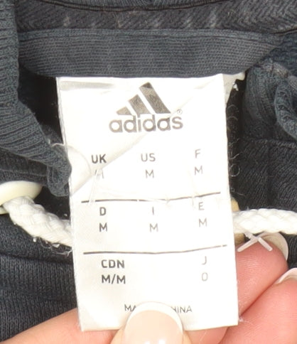 Adidas Mens Black Full Zip Hoodie Size M Sports Logo Sweatshirt