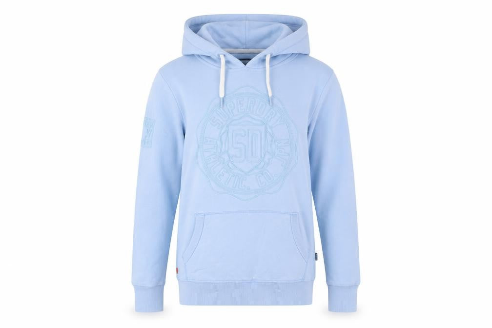 Superdry Women Blue Pullover Hoodie UK 12 Cotton Blend Casual