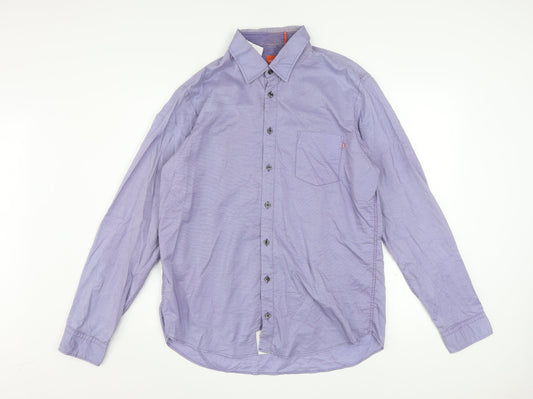 Hugo Boss Men's Purple Long Sleeve Regular Fit Button-Up Shirt L