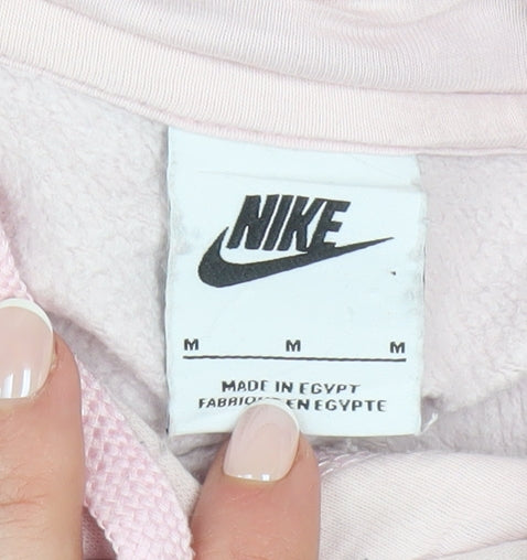 Nike Women Pink Pullover Hoodie Medium Cotton Blend Casual