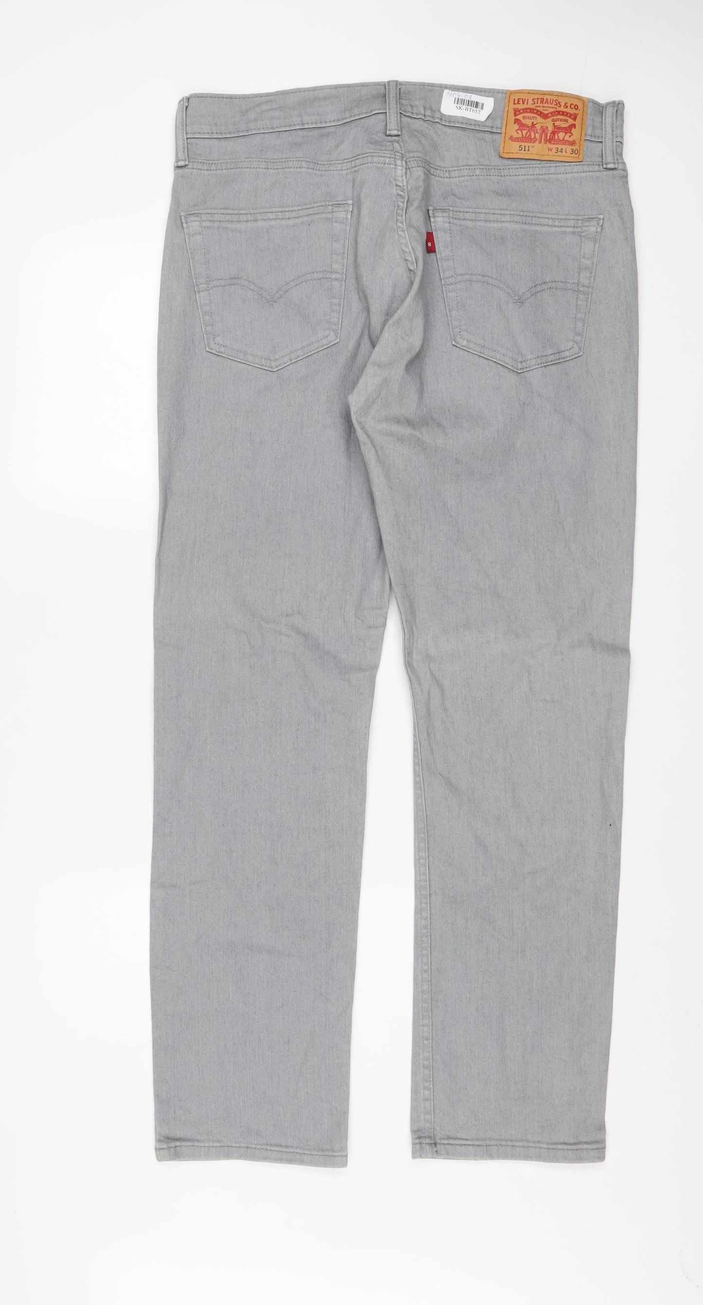 Levi Strauss & Co. Men’s Grey 511 Slim Fit Denim Jeans W34 L30