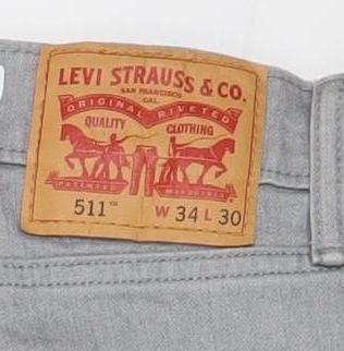 Levi Strauss & Co. Men’s Grey 511 Slim Fit Denim Jeans W34 L30