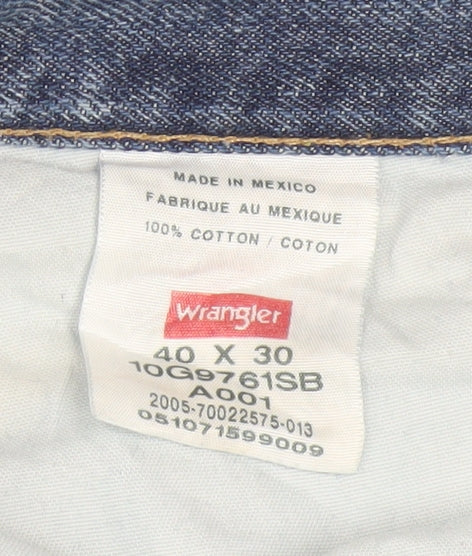 Wrangler Men's Blue 40x30 Straight Regular Denim Jeans