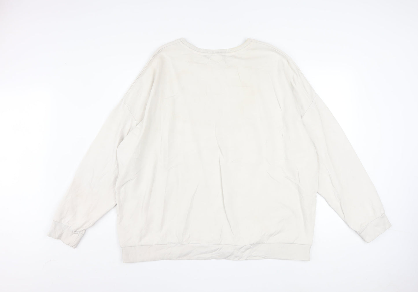 Disney Women Beige XL Pullover Sweatshirt Mickey Minnie Graphic Print