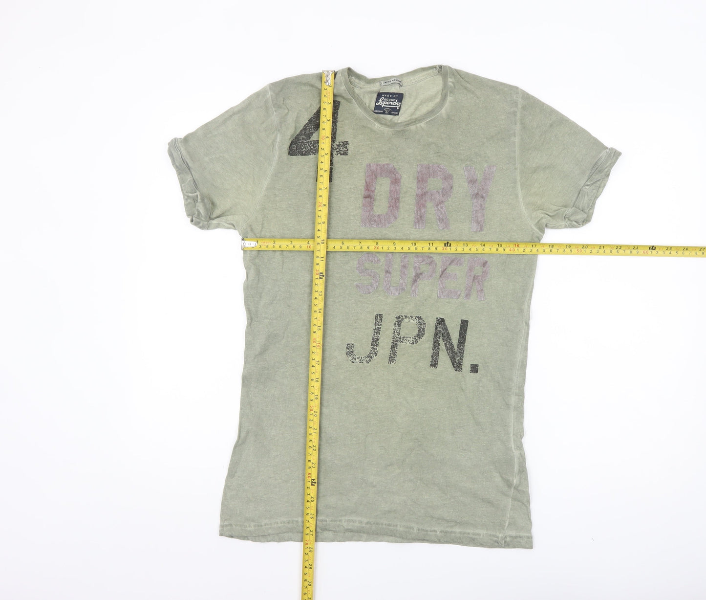 Superdry Men's Green Graphic Print Slim Fit Cotton T-Shirt Medium