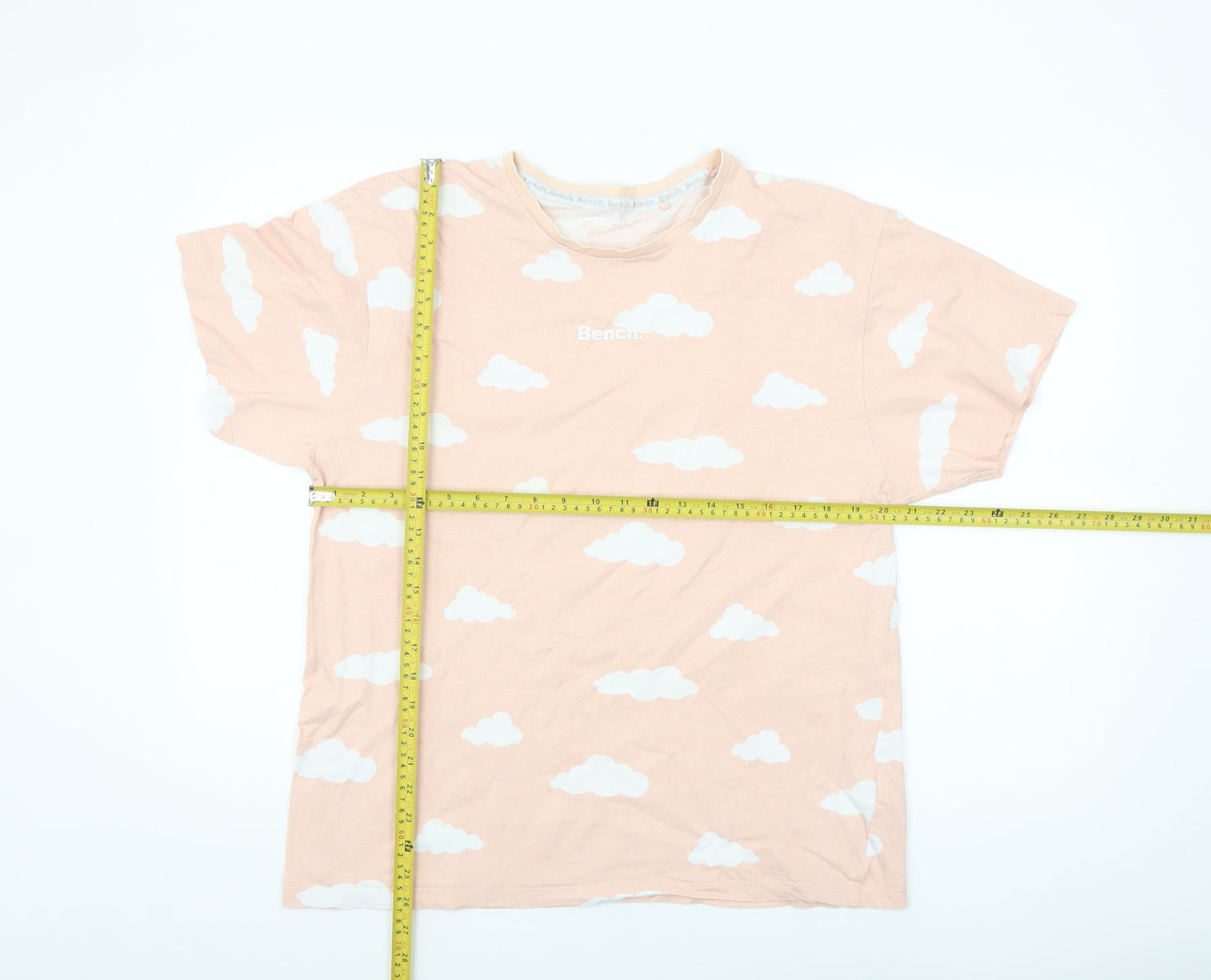 Bench Womens Pink Cloud Print Cotton T-Shirt Size 12