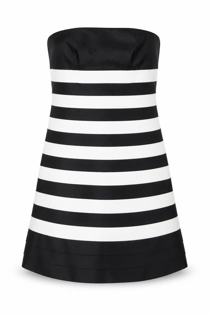 Debenhams Women’s Black White Strapless A-Line Dress Size 12