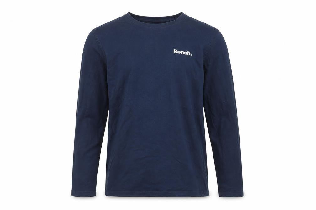 Bench Mens Blue Long Sleeve Cotton Crew Neck Top Size S