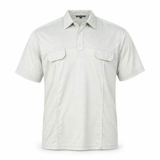 Whispering Smith Men's Light Grey Polyester Short Sleeve Polo Shirt Size L