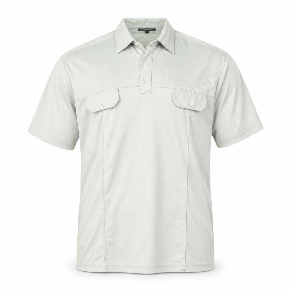 Whispering Smith Men's Light Grey Polyester Short Sleeve Polo Shirt Size L