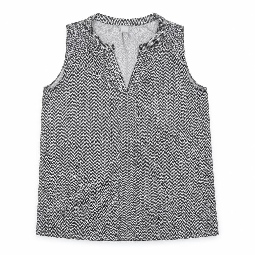H&M Women’s Black Geometric Sleeveless V-Neck Blouse Size 8