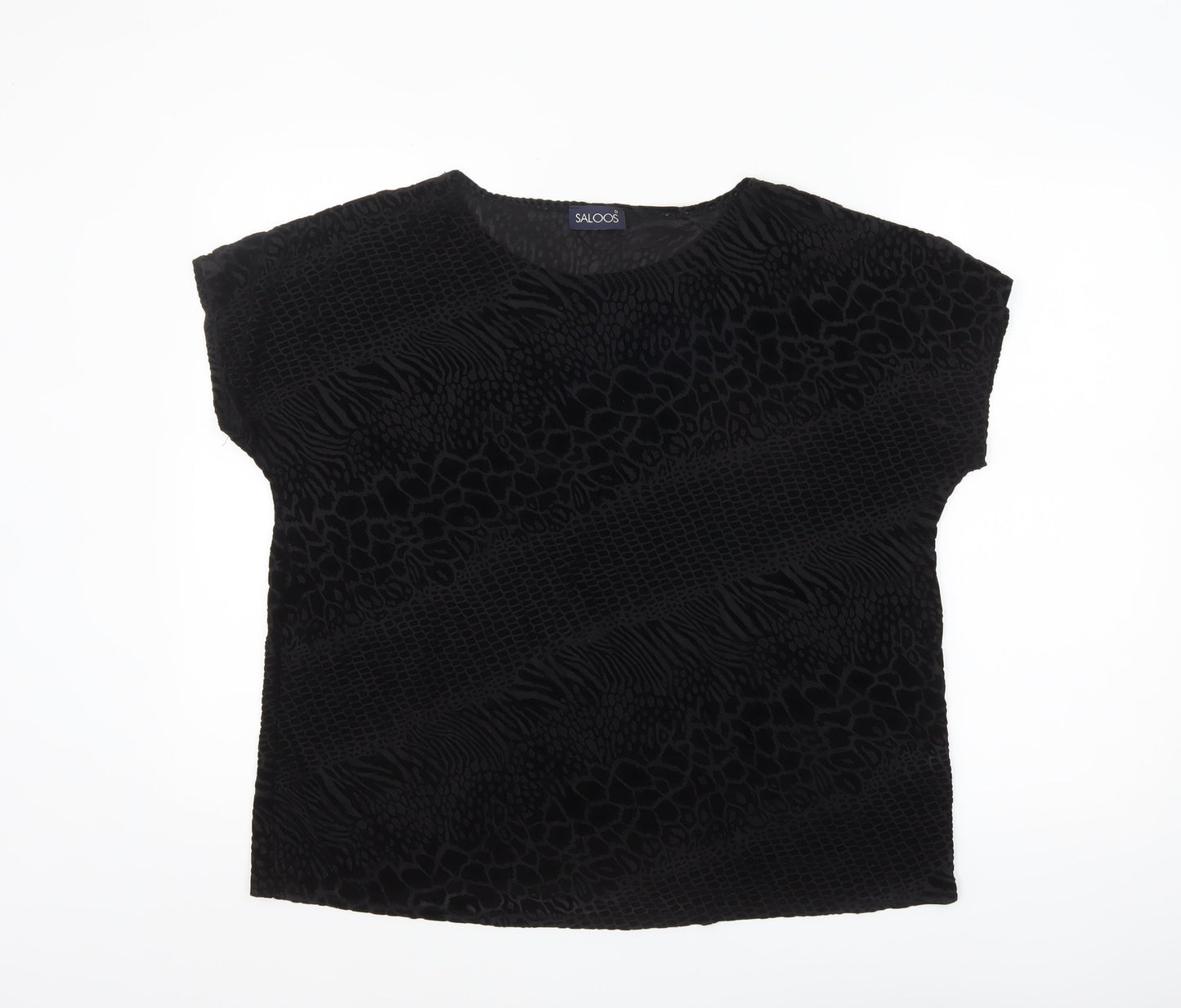 Saloos Women’s Black Velvet Animal Print Tunic Blouse Size 18