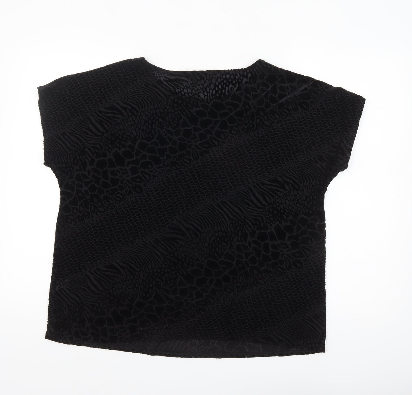 Saloos Women’s Black Velvet Animal Print Tunic Blouse Size 18
