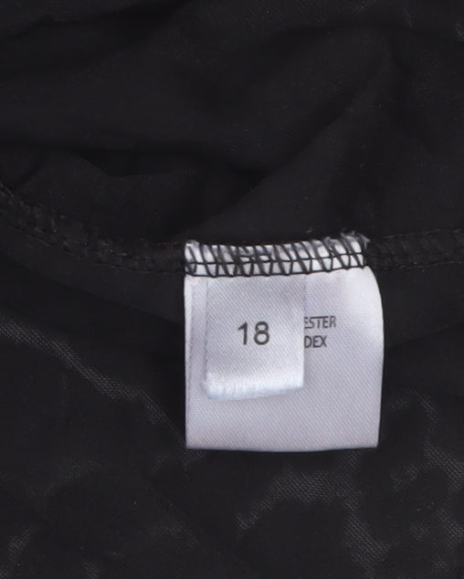 Saloos Women’s Black Velvet Animal Print Tunic Blouse Size 18
