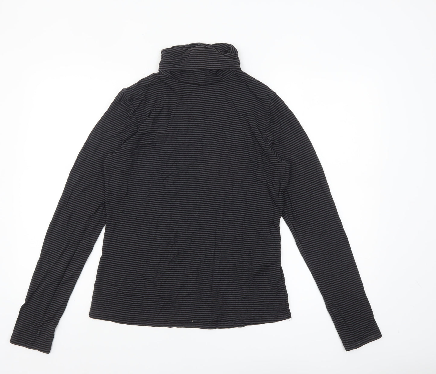 H&M Women's Black Striped Roll Neck Long Sleeve Jersey Top Size 14