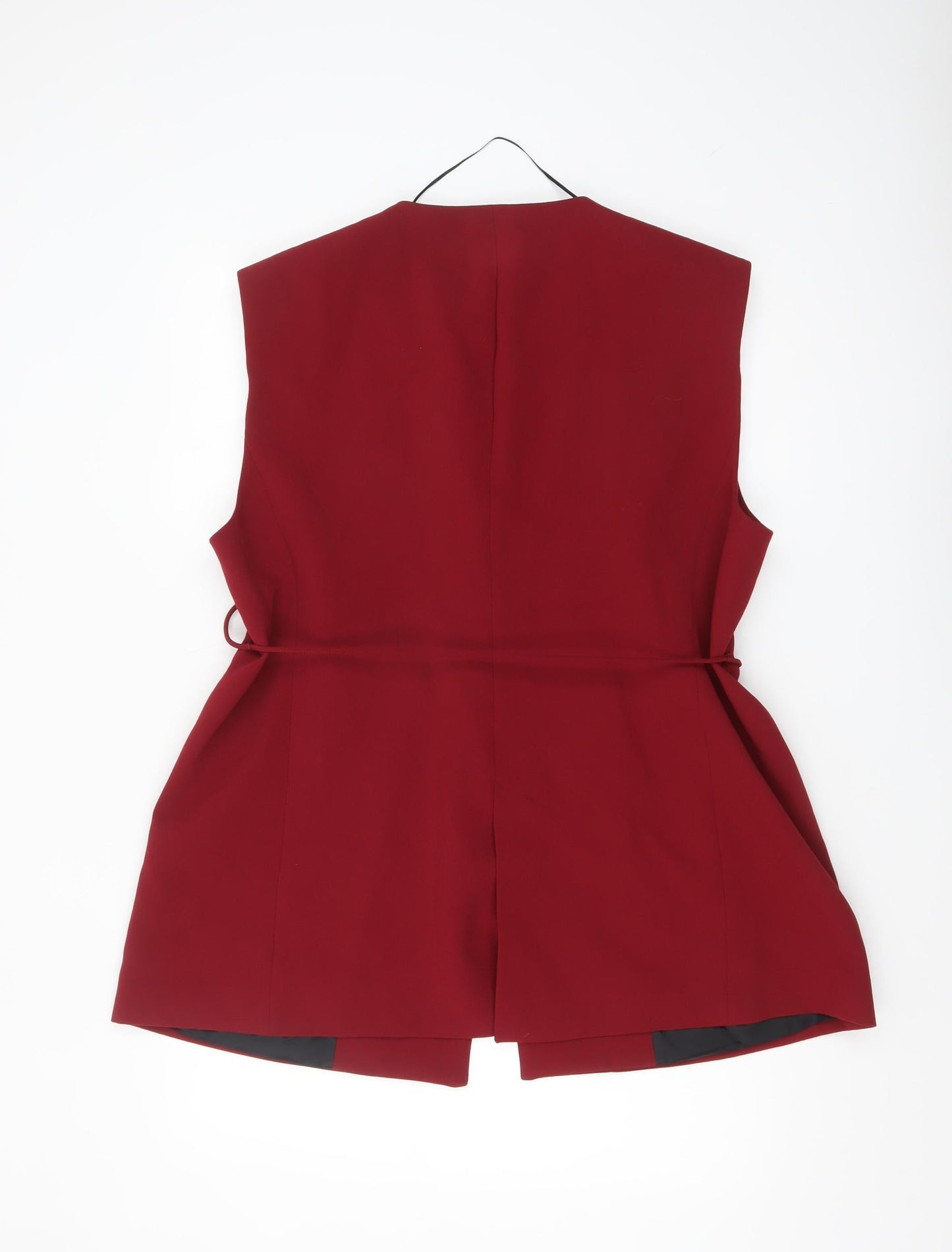 Zara Women Red Polyester Belted Waistcoat Size 16