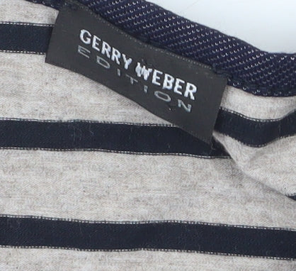 Gerry Weber Women Blue Striped Motorcycle Print T-Shirt Size 18