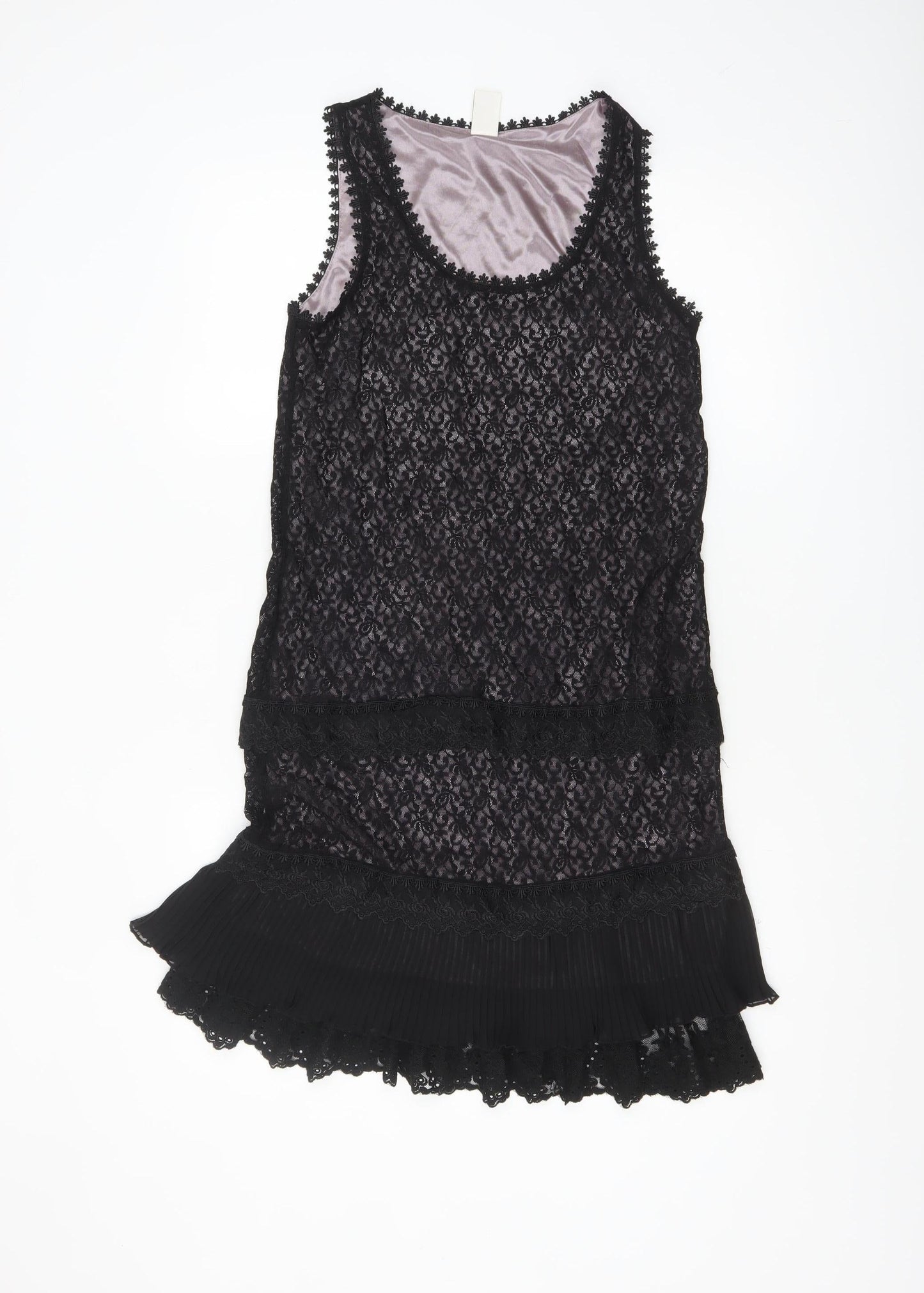 Vila Women’s Black Lace Shift Party Dress Size S Sleeveless