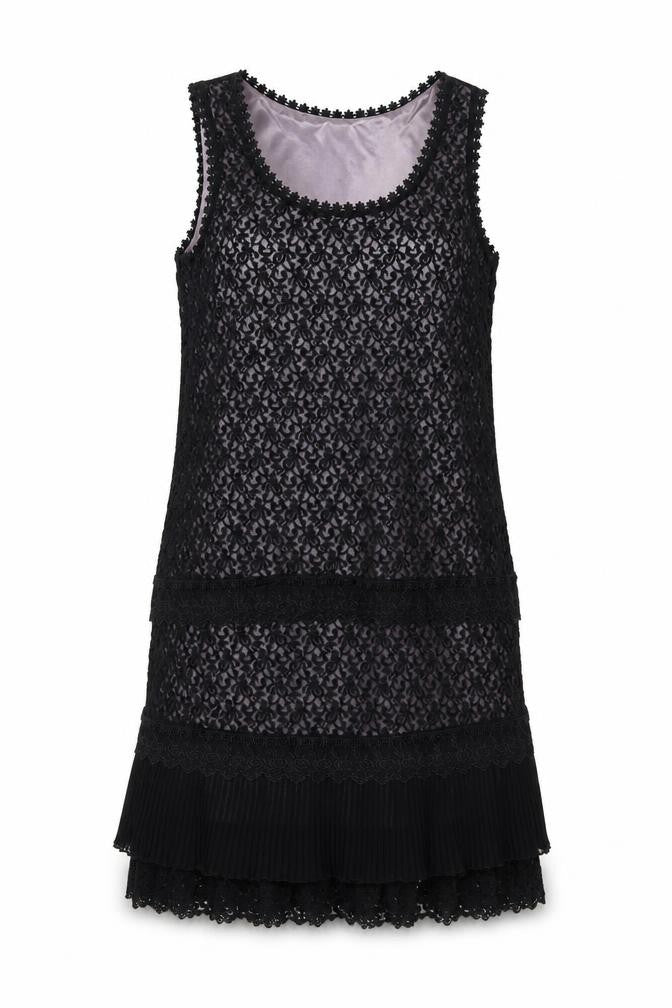 VILA Women’s Black Lace Shift Party Dress Size S Sleeveless