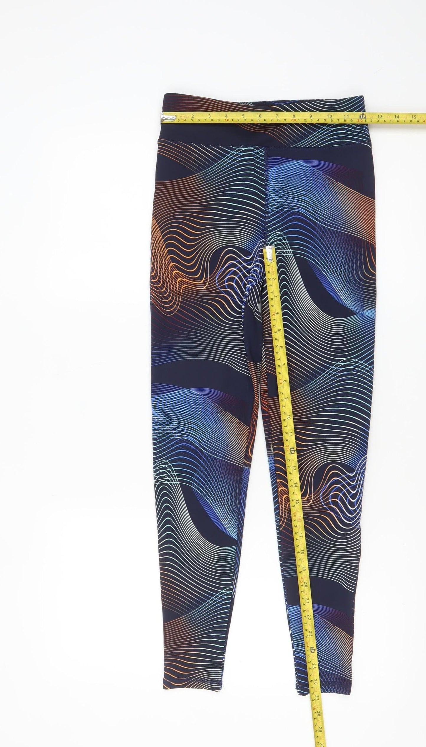 Active Womens Blue Multicoloured Leggings UK 8 High Waist Stretch