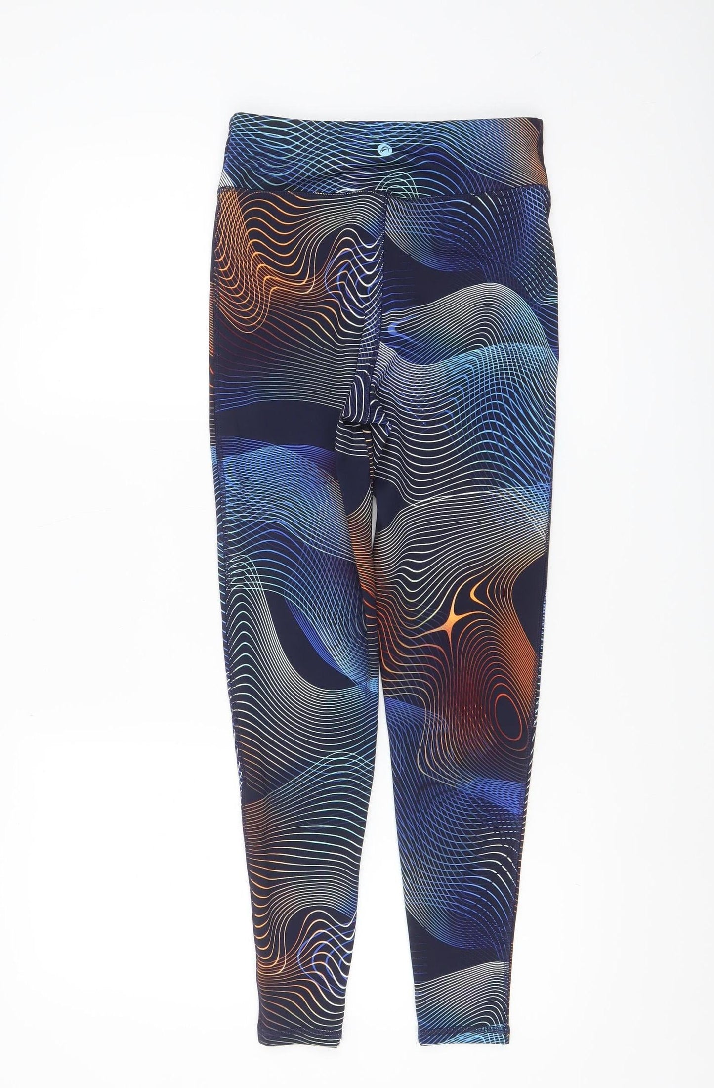 Active Womens Blue Multicoloured Leggings UK 8 High Waist Stretch