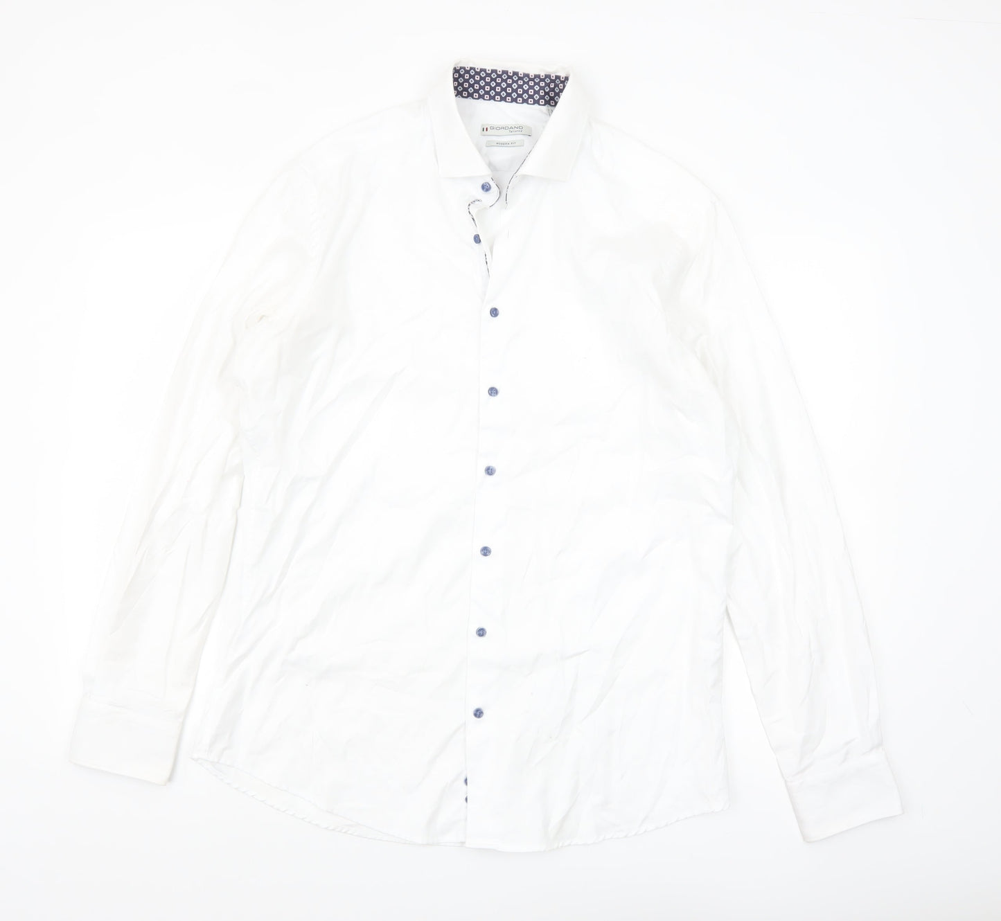 Giordano Men’s White Cotton Modern Fit Dress Shirt L 42