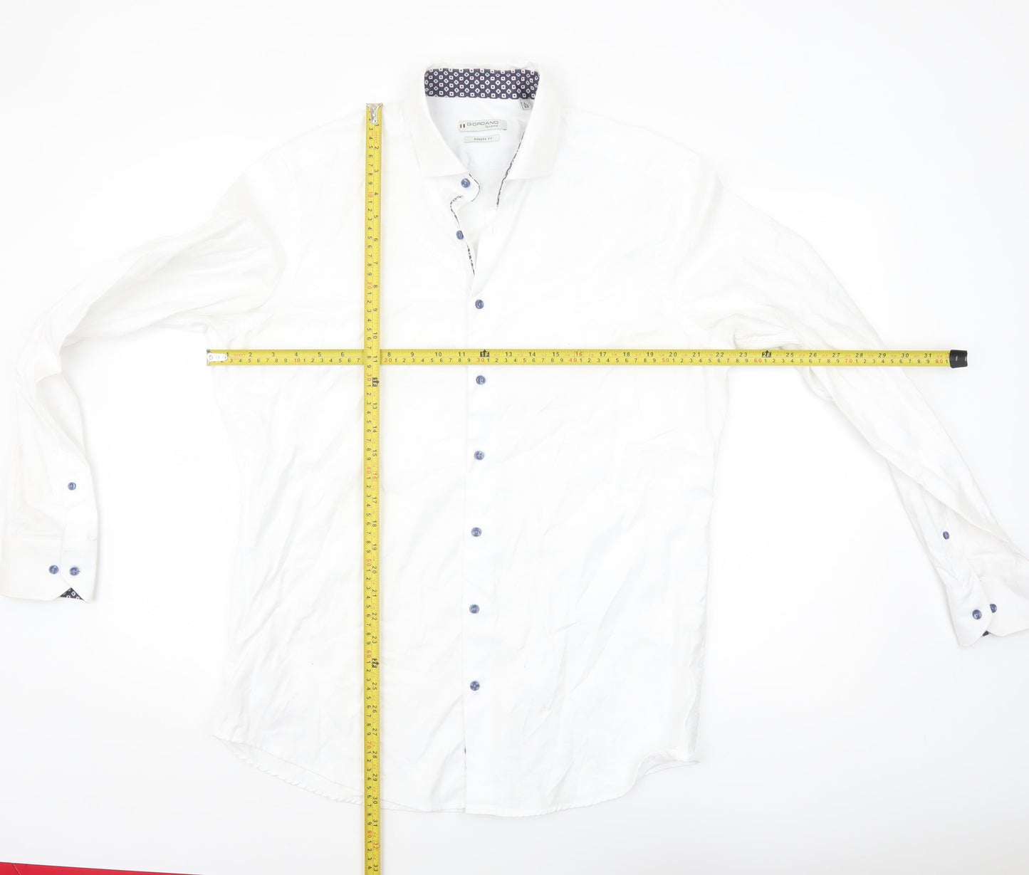 Giordano Men’s White Cotton Modern Fit Dress Shirt L 42