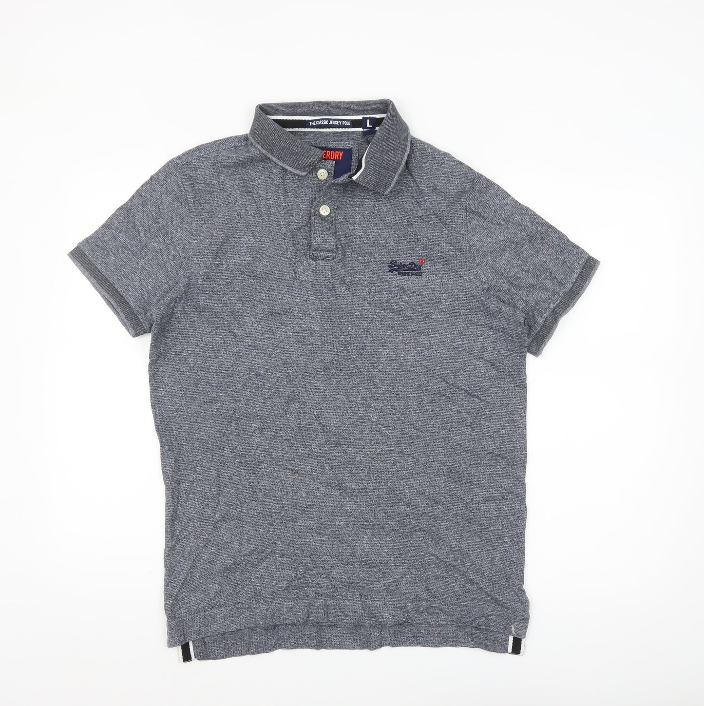 Superdry Men's Grey Classic Jersey Polo Shirt Size L
