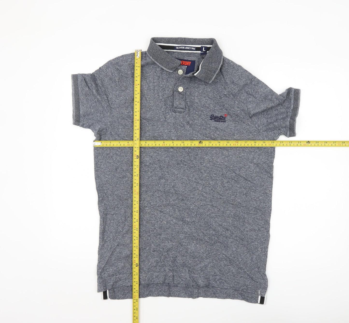Superdry Men's Grey Classic Jersey Polo Shirt Size L