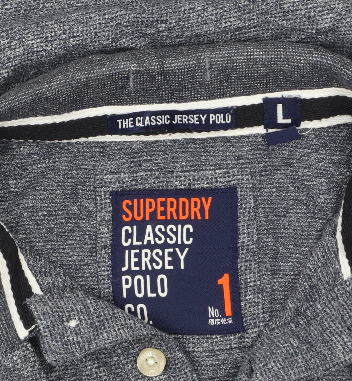 Superdry Men's Grey Classic Jersey Polo Shirt Size L