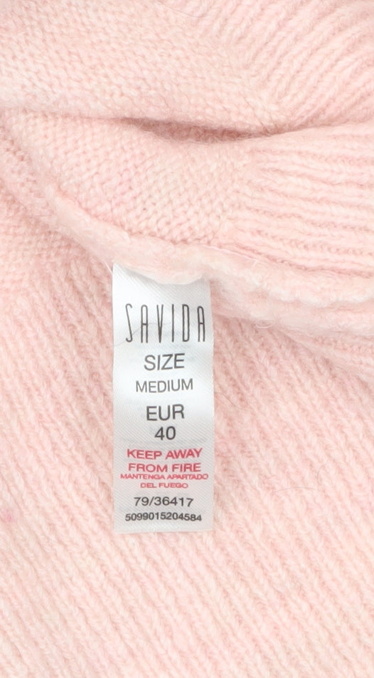 Savida Women’s Pink Cable-Knit Puff Sleeve Pullover Jumper Size 12