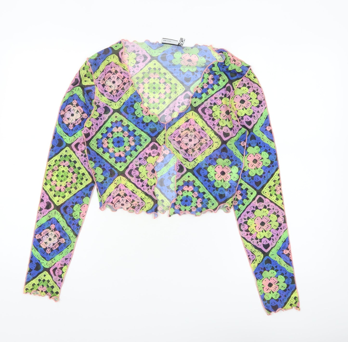 ASOS DESIGN Womens Multicoloured Mesh Cropped Blouse Size 10
