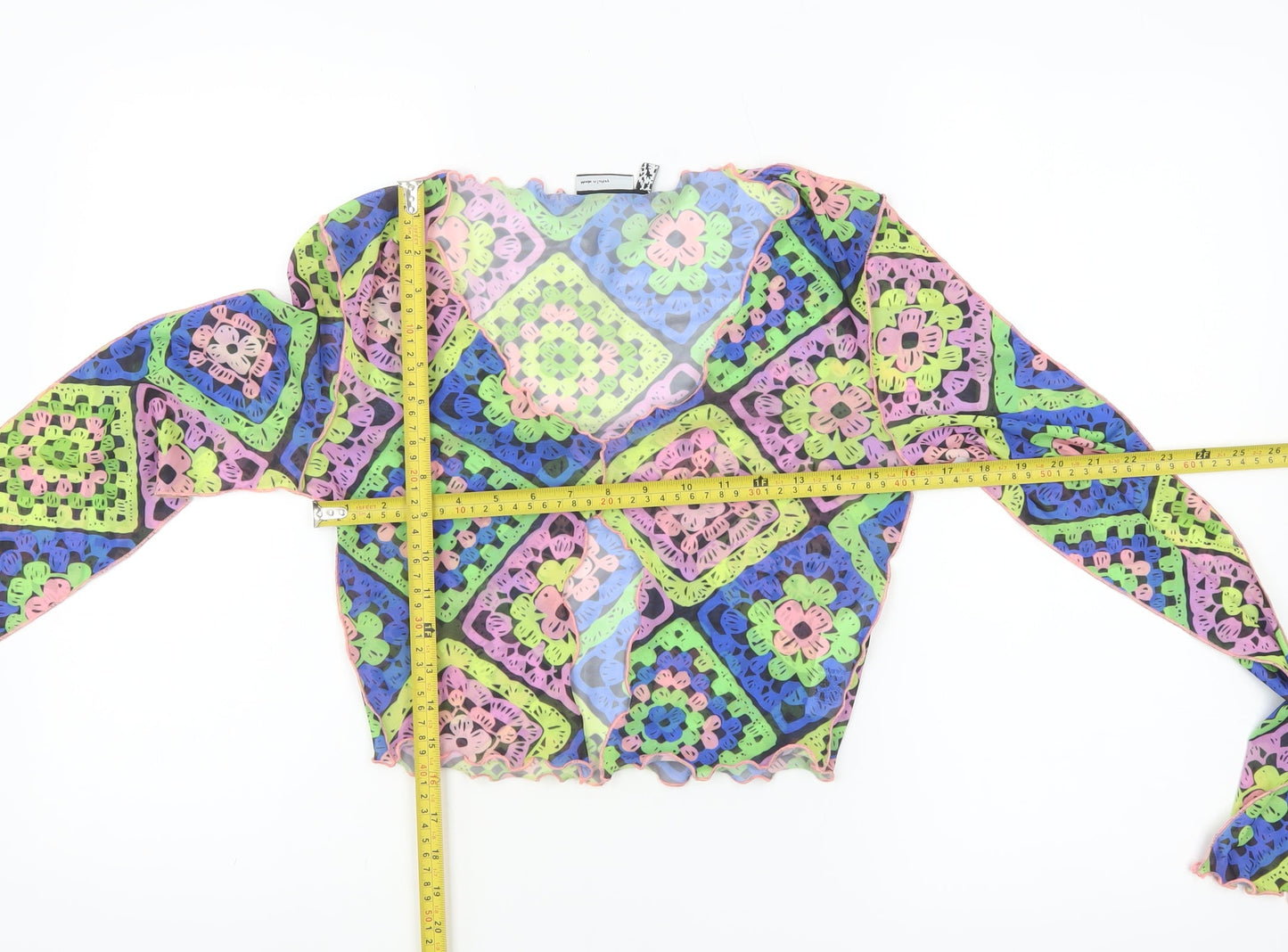 ASOS DESIGN Womens Multicoloured Mesh Cropped Blouse Size 10