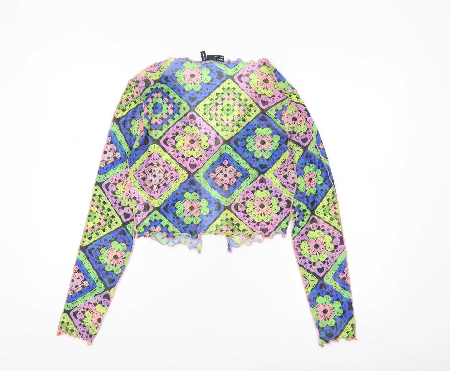 ASOS DESIGN Womens Multicoloured Mesh Cropped Blouse Size 10