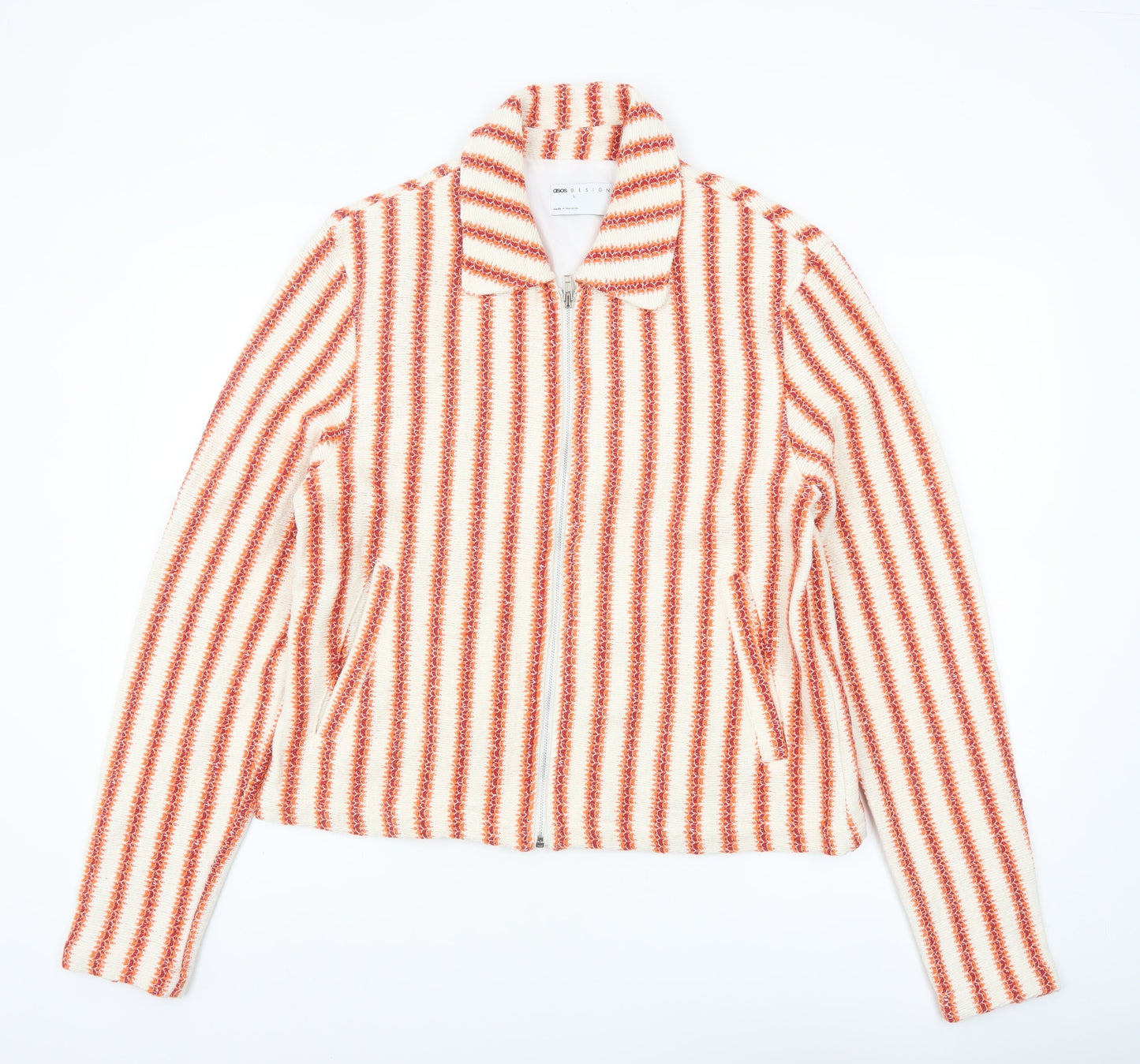 ASOS DESIGN Women's Multicoloured Striped Knit Zip Jacket Size M