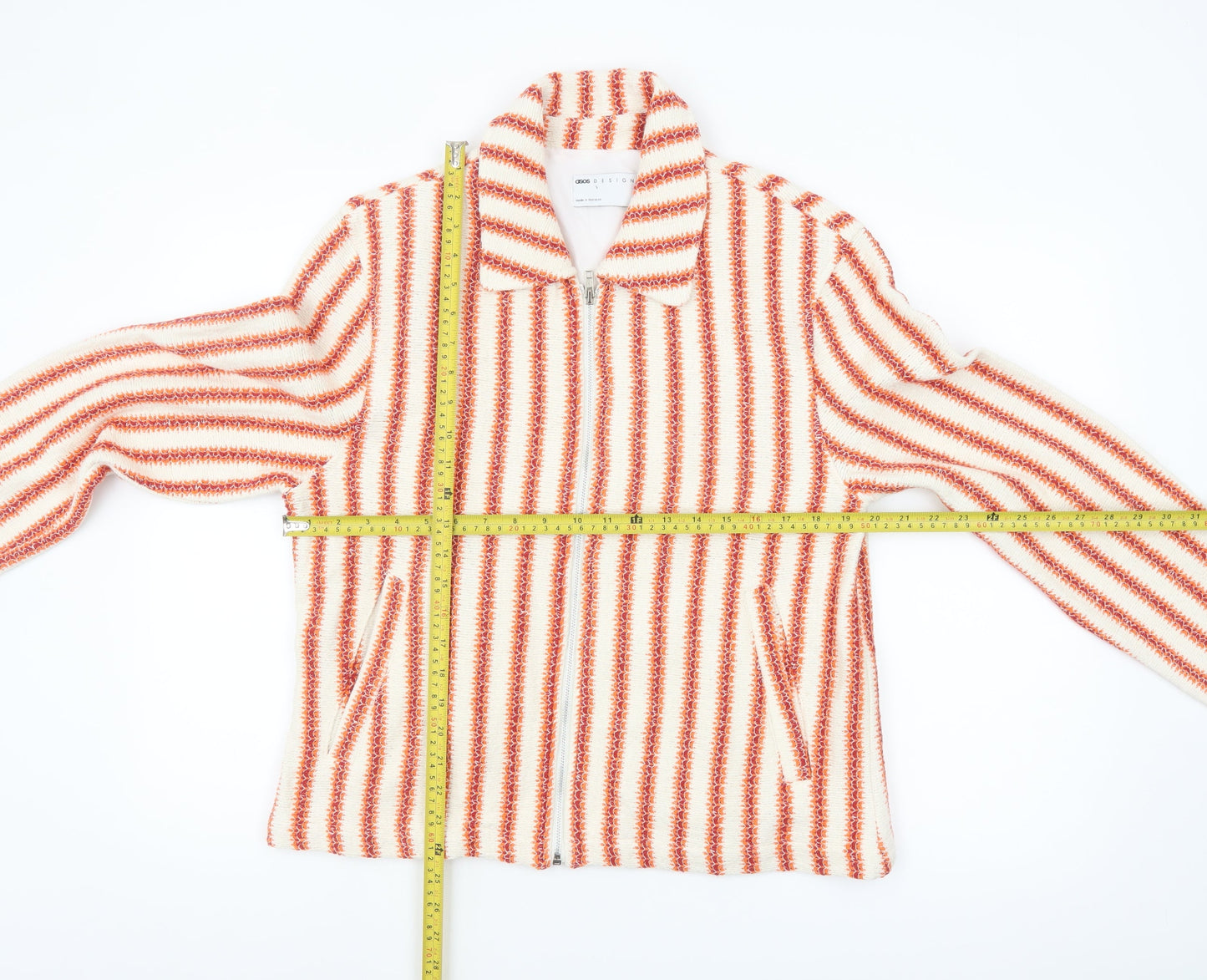 ASOS DESIGN Women's Multicoloured Striped Knit Zip Jacket Size M