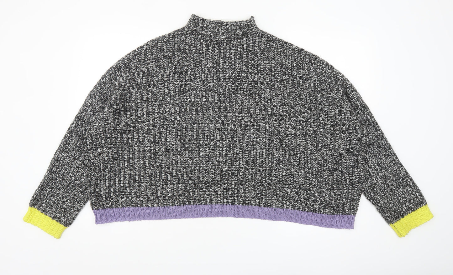Collusion Womens Multicoloured Mock Neck Chunky Knit Jumper Size 10