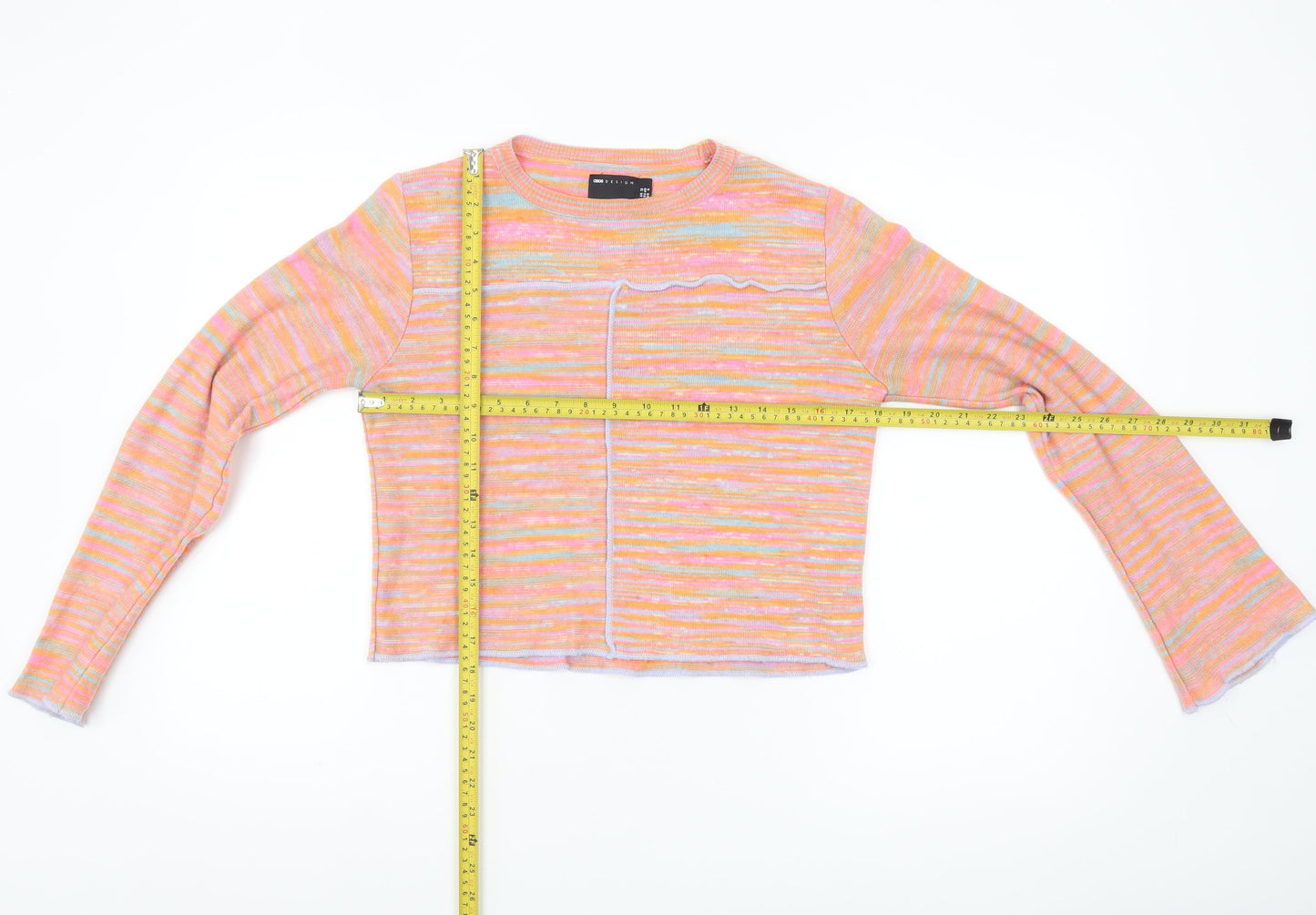 ASOS Design Women’s Multicoloured Striped Cropped Knit Top UK 12