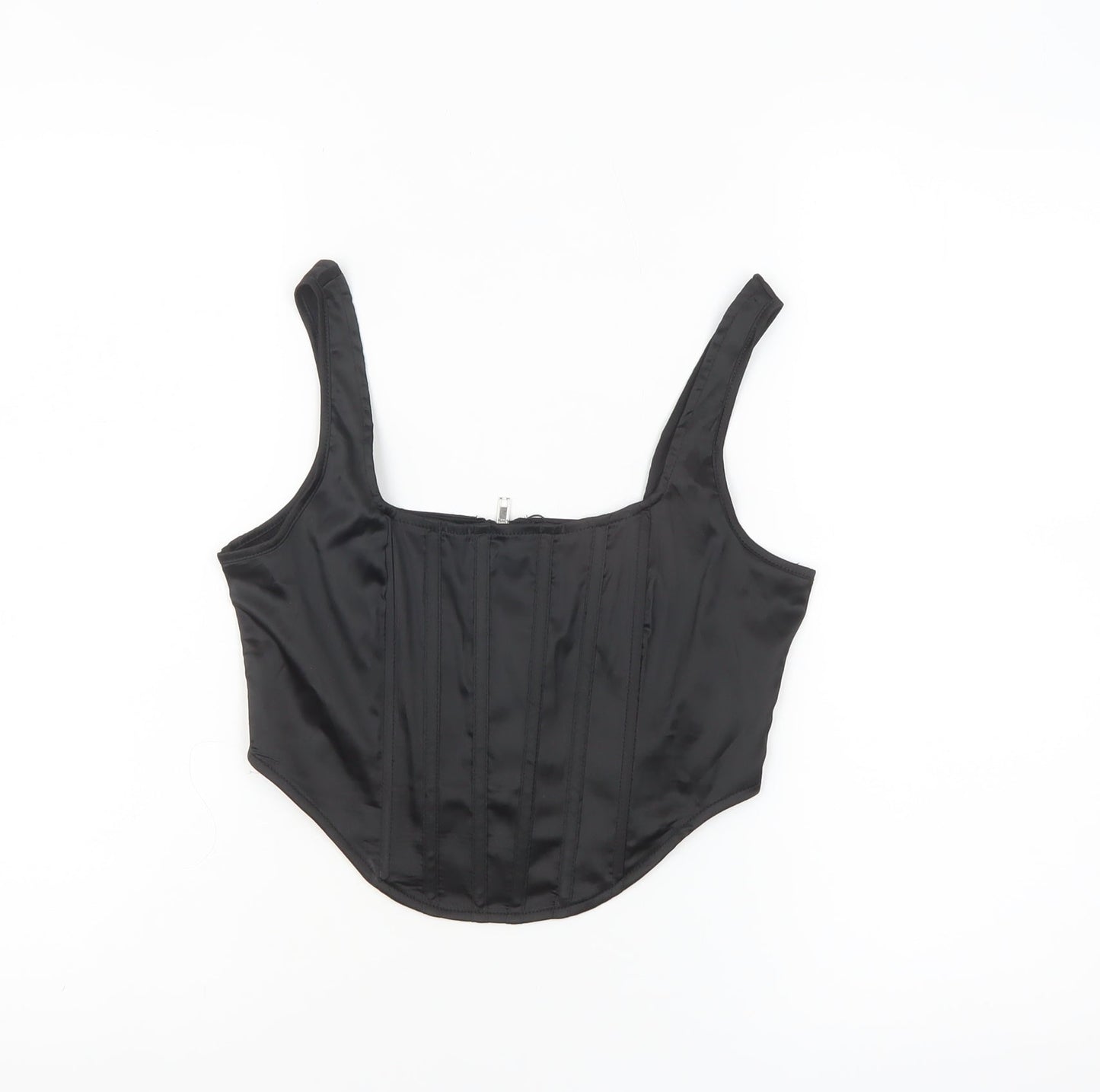 Missguided Women’s Black Cropped Satin Corset Tank Top UK 6