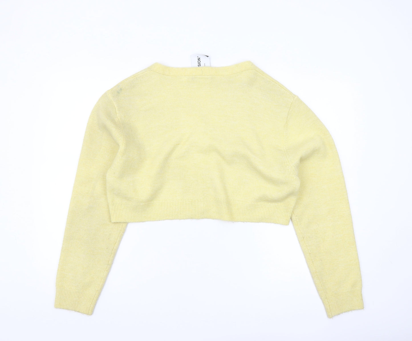 Collusion Womens Yellow Cropped V-Neck Cardigan Size 10