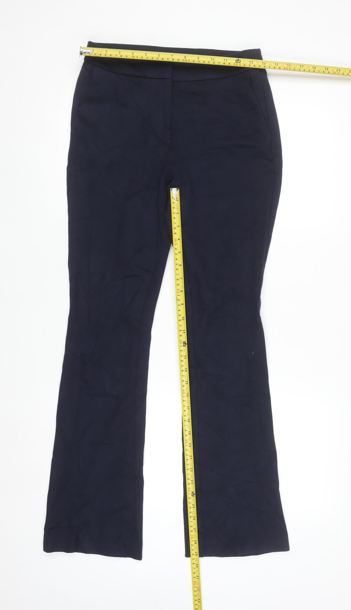Boden Women's Blue Stretch Straight Leg Work Trousers Size 10