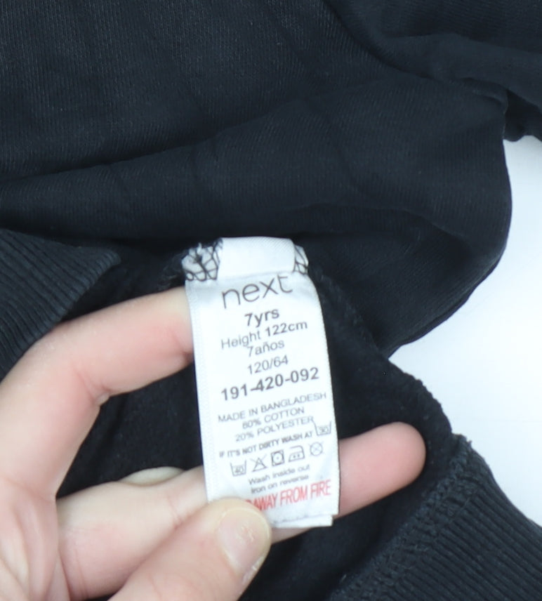 Next Boys Black Cotton Blend Pullover Sweatshirt 7 Years