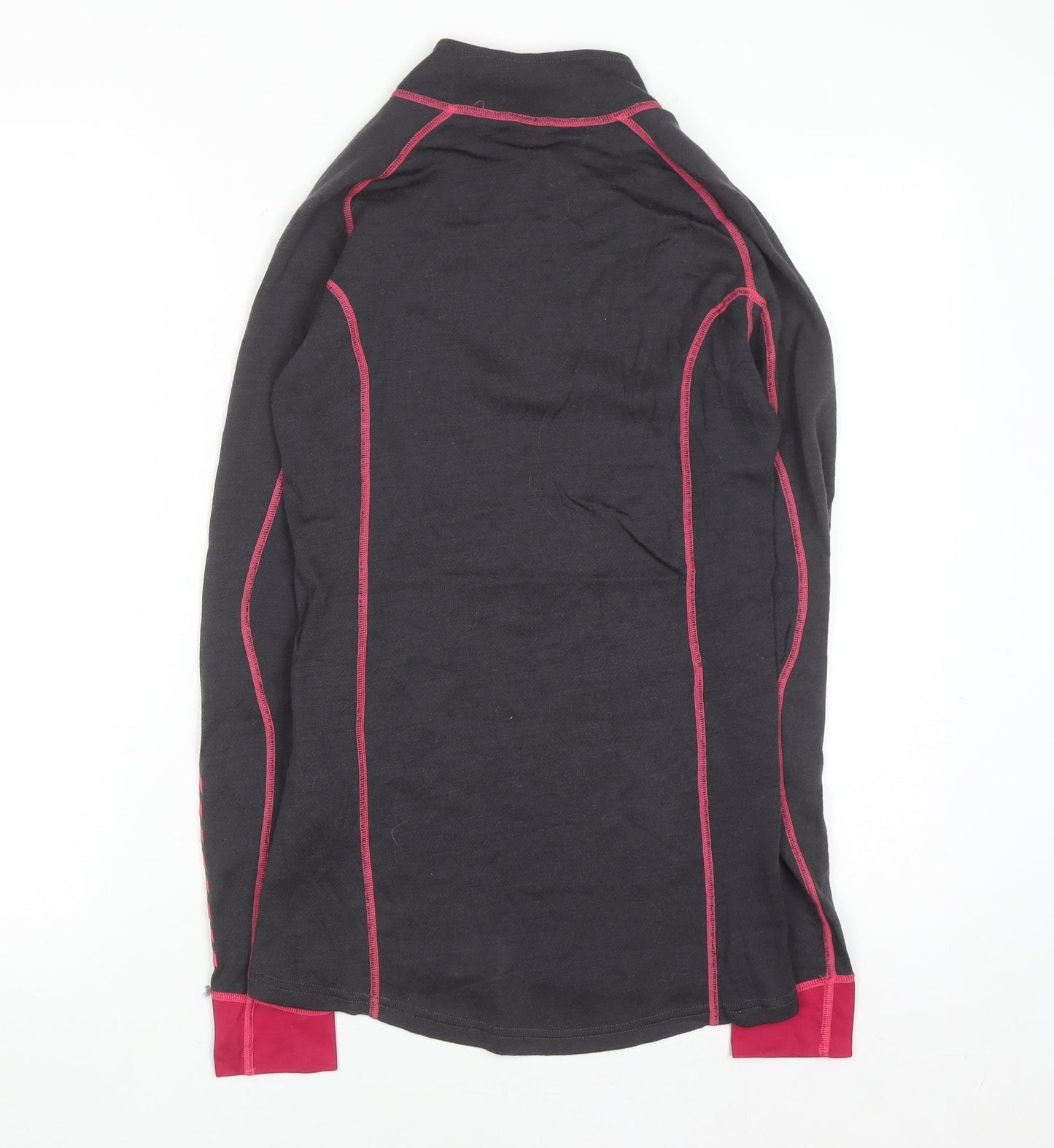 Helly Hansen Womens Black Pink Long Sleeve Pullover Sweatshirt Size L Merino Wool Blend
