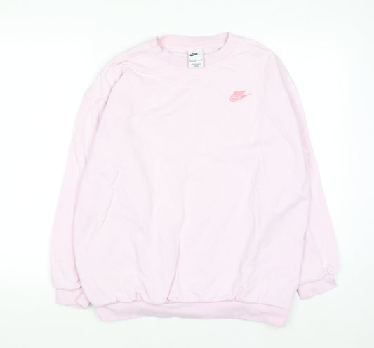 Nike Women's Pink Logo Crew Neck Pullover Sweatshirt XL