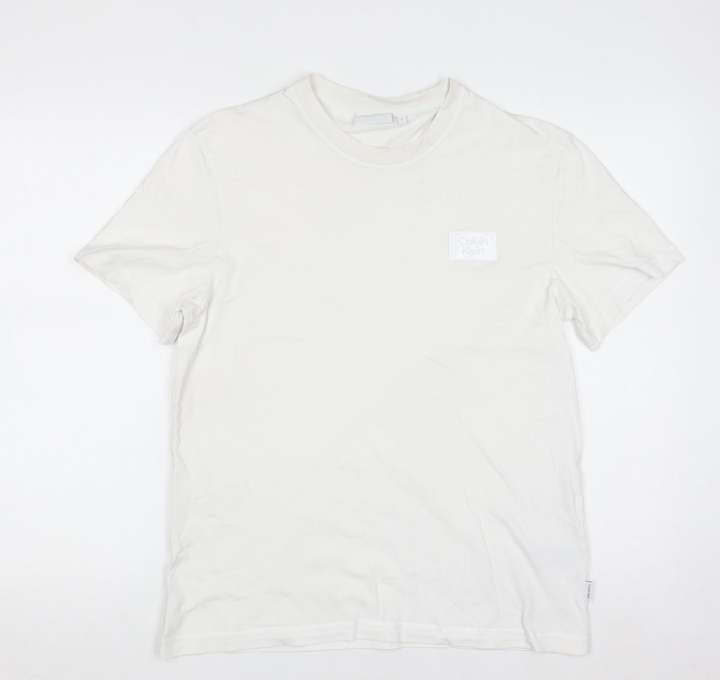Calvin Klein Men's White Cotton Crew Neck T-Shirt Size L