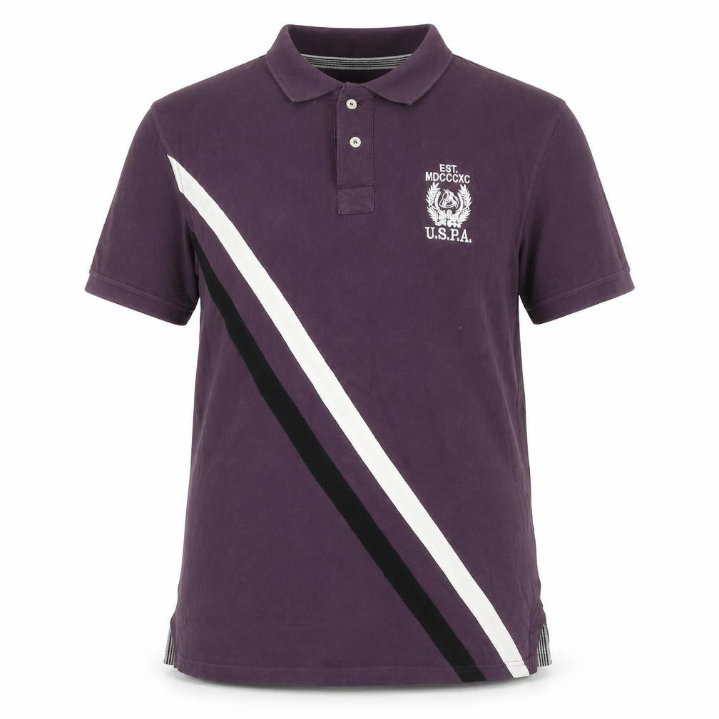 U.S. Polo Assn. Men's Purple 2XL Cotton Colourblock Polo Shirt
