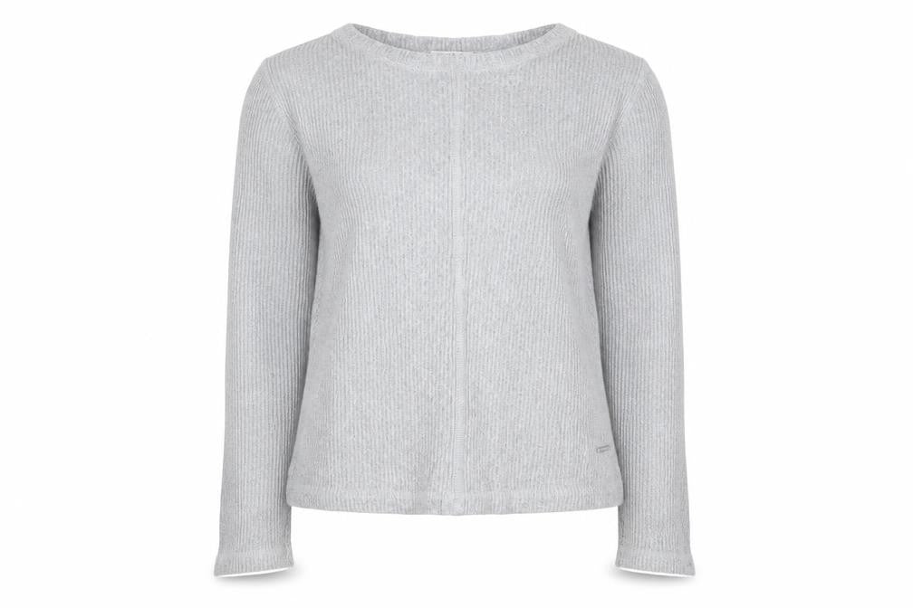 Oysho Women Grey Knit Long Sleeve Crew Neck Pullover Jumper XS