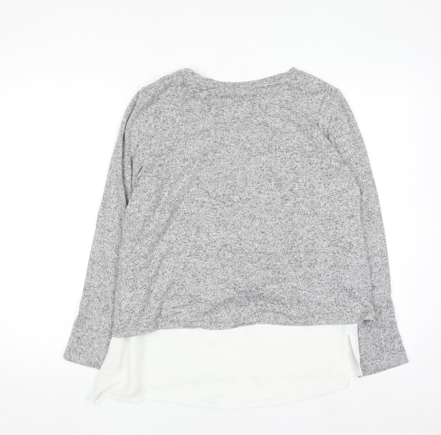 Oasis Women Grey Knit Twist Front Pullover Jumper Size M