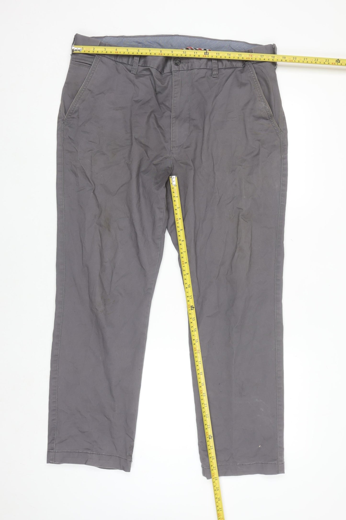 Dunnes Stores Men's Grey Chino Trousers 38x29 Regular Fit